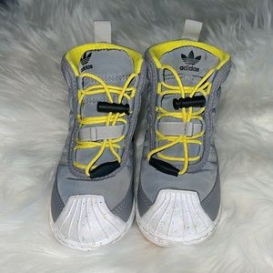 adidas Kids Gray and Yellow Rain Boots